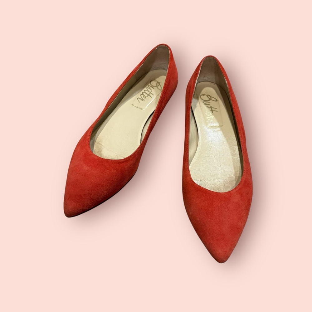BUTTER Orange Suede Pointed Toe Slip On Flats